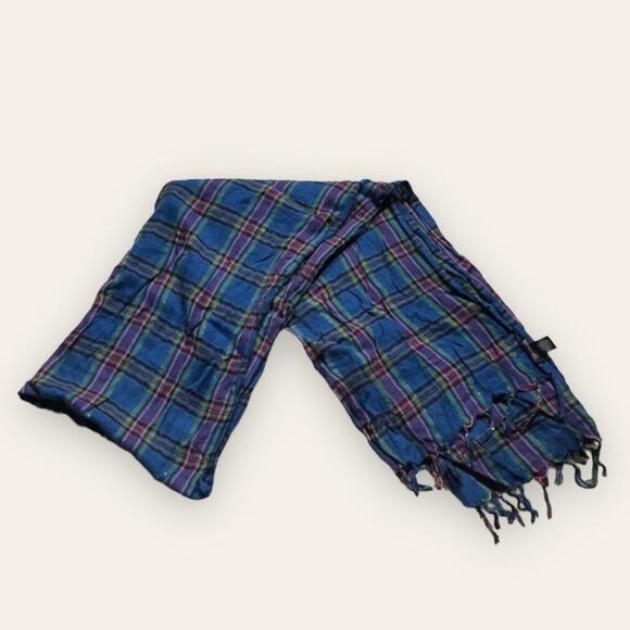 Maurices Accessories - Maurices Blue Checkered Plaid Fringe Western Scarf